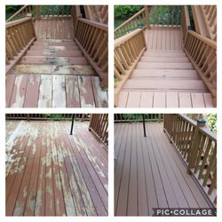 Magic Painting - This deck was in need of repair. We powerwashed, scraped, sanded and stained 2 coats.