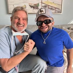 St Pete Family and Cosmetic Dentistry - Dr. Powless and his patient! We love our patients. They are all so great! Come in and see for yourself!