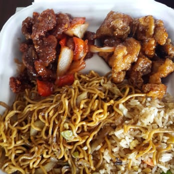 Panda Express - 1 entree, 2 sides -- 1/2 chow mein, 1/2 fried rice, orange chicken, and mongolian beef. - Chinese Near Me - San Jose, California