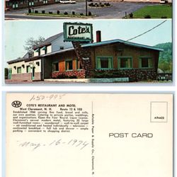 1974 Postcard of Cote's Motel & Restaurant, as it was originally known.