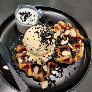 Petit Four Dessert Cafe - Black sesame croffle - Desserts Near Me - Carrollton, Texas Petit Four Dessert Cafe - Black sesame croffle - Desserts Near Me - Carrollton, Texas