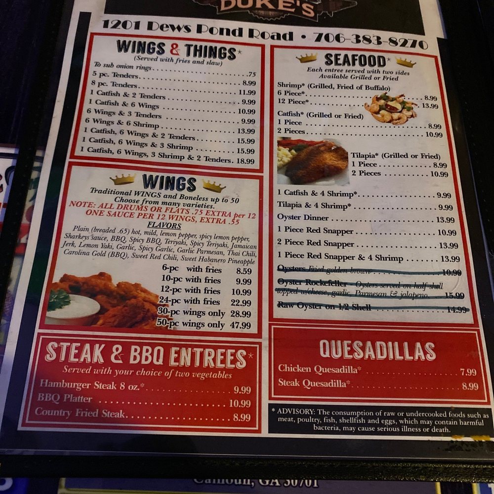 Duke's Wings And Seafood - Menu - Restaurants Near Me - Calhoun, Georgia Duke's Wings And Seafood - Menu - Restaurants Near Me - Calhoun, Georgia