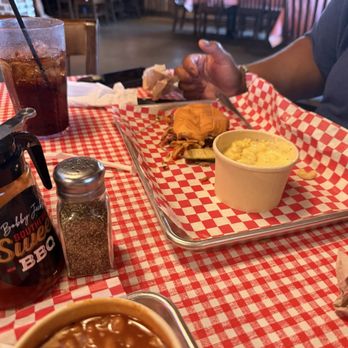 Bobby Jacks BBQ - The brisket sandwich with chezz and a side of Mac and chezz - Coffee & Tea Near Me - Sevierville, Tennessee