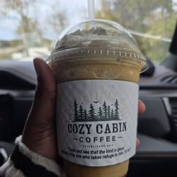 Cozy Cabin Coffee - Pulaski - Blended carmel and toffee coffee topper with whipped cream.