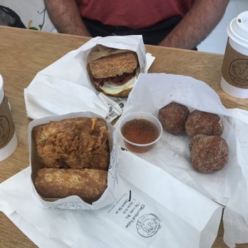 Bird Bird Biscuit - Queen Bird, dough doughs and peppered honey, and bacon and egg bird sandwich - Breakfast & Brunch Near Me - Austin, Texas