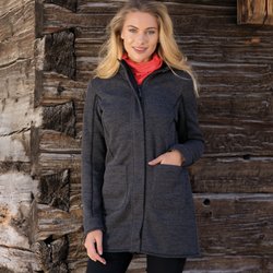 MoonStone Trading - bonded short coat with contrast fleece color inside unlined 2 patch pockets color: black melange