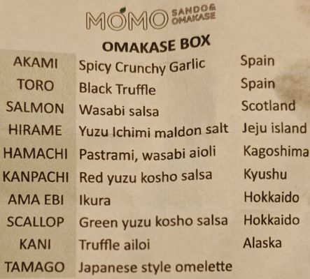 Menu photo 7 momo sando & omakase San Diego, CA