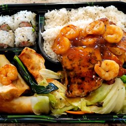 Quickway Hibachi - Salmon and Shrimp bento box