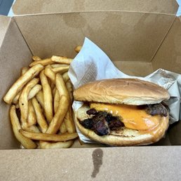 Project Suya - Suya Burger with fries - food, burger, burgers - African Near Me - Silver Spring, Maryland