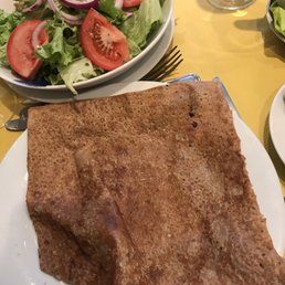 Buck wheat crepes and tomato onion salad