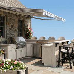 Yoder's Polycraft Furniture - Polywood Outdoor Kitchen Under Awning with Bar Seating