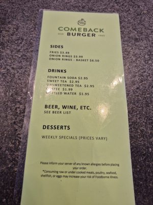Menu photo 2 Comeback Burger Petersburg, VA