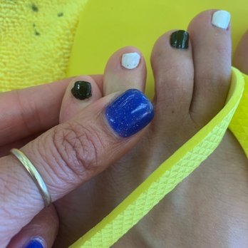 Colorful Nails - Pretty sloppy work on the pedicure - Nail Salons Near Me - Long Beach, California