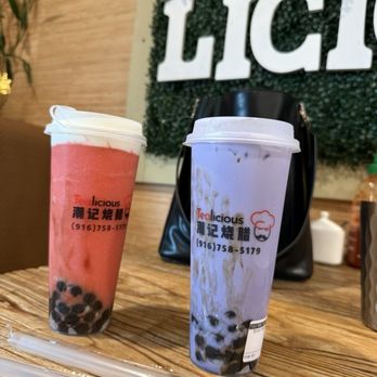 Tealicious - Taro milk tea with brown sugar boba and strawberry - Bubble Tea Near Me - Sacramento, California Tealicious - Taro milk tea with brown sugar boba and strawberry - Bubble Tea Near Me - Sacramento, California