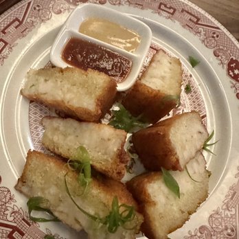 Red Pine - Shrimp toast with homemade Chinese mustard and red ginger soy dip. Really delicious. - Chinese Near Me - Boca Raton, Florida Red Pine - Shrimp toast with homemade Chinese mustard and red ginger soy dip. Really delicious. - Chinese Near Me - Boca Raton, Florida