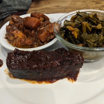 Trio Plant-based - BBQ ribs with collar green and sweet potatoes - Vegan Near Me - Minneapolis, Minnesota