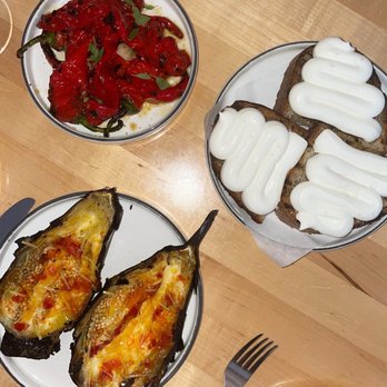 Misi - Antipasti whipped ricotta with roasted peppers, and Whole Roasted Eggplant - Italian Near Me - Brooklyn, New York Misi - Antipasti whipped ricotta with roasted peppers, and Whole Roasted Eggplant - Italian Near Me - Brooklyn, New York