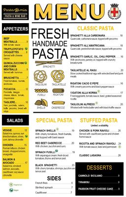 Menu photo 8 Pastamia South Miami, FL
