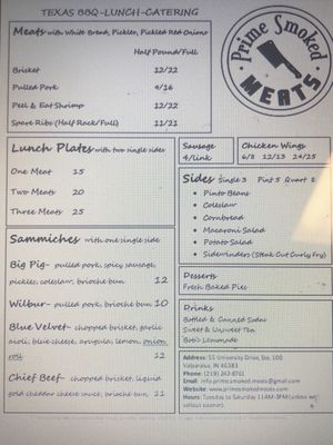 Menu photo 2 Prime Smoked Meats Valparaiso, IN
