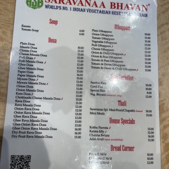 Saravana Bhavan - Menu (2/19/23) - Indian Near Me - Edison, New Jersey Saravana Bhavan - Menu (2/19/23) - Indian Near Me - Edison, New Jersey