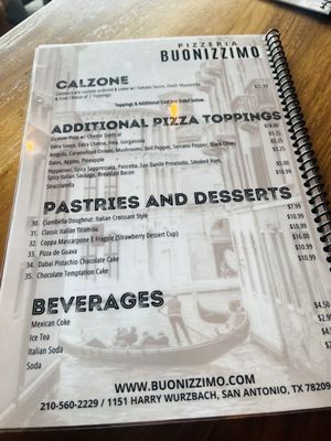 Menu photo 1 Pizzería Buonizzimo San Antonio, TX