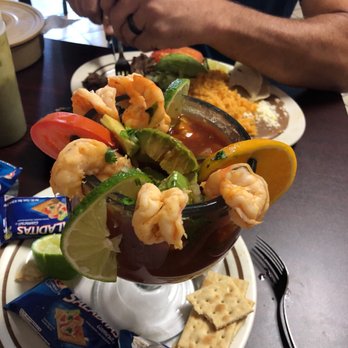 Hermanos Chavez Mexican Restaurant - Cocktail Camarones.  Yummmm - Mexican Near Me - Newton, North Carolina
