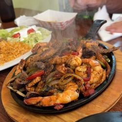 Taqueria Pacifica - Three meat fajitas. Enough for two people.