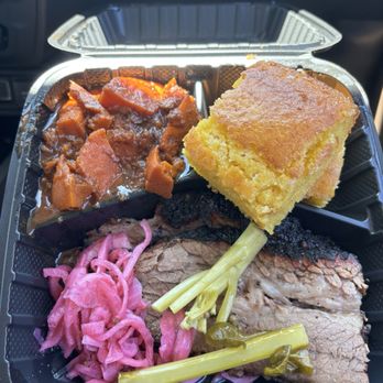Crazy Block Cheesecakes - Brisket Plate with yams and cornbread - Desserts Near Me - Oakland, California