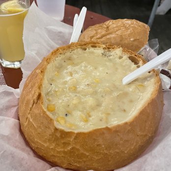 Gilbert's Chowder House - Bread bowl chicken and corn chowder - Seafood Near Me - Portland, Maine