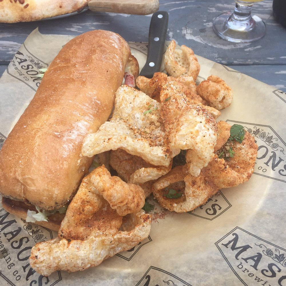 Mason’s Brewing - Pastrami sandwich with dirty pork rinds - Breweries Near Me - Brewer, Maine Mason’s Brewing - Pastrami sandwich with dirty pork rinds - Breweries Near Me - Brewer, Maine
