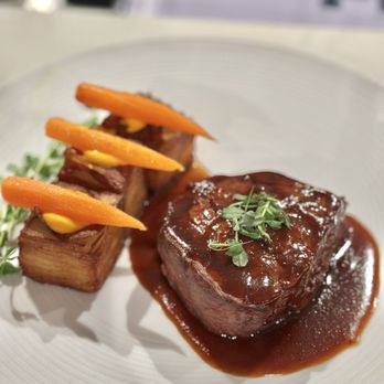 Ms Jane's - Filet Mignon! With the thousand layer potatoes. It's the best potato of my life. - Wine Bars Near Me - Fife, Washington Ms Jane's - Filet Mignon! With the thousand layer potatoes. It's the best potato of my life. - Wine Bars Near Me - Fife, Washington