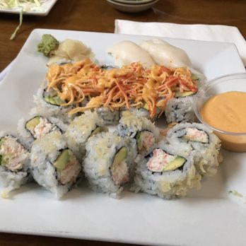 Sake Cafe - White Tuna Nigiri Crunchy Crab Roll Volcano Roll - Sushi Bars Near Me - Pensacola, Florida Sake Cafe - White Tuna Nigiri Crunchy Crab Roll Volcano Roll - Sushi Bars Near Me - Pensacola, Florida
