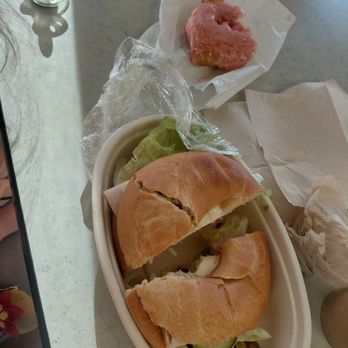 Hole In One Donuts - Turkey bagel sandwich and pink donut - Donuts Near Me - Hesperia, California