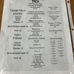 Fatboys Taco - Menu