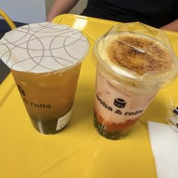 Peach Twist Fruit Tea , Strawberry Creme Brulee