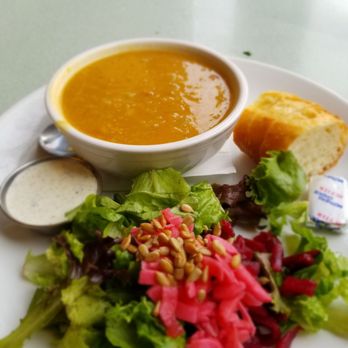 Brandywine Kitchen - Red Lentil Soup with Salad - New American Near Me - Bellingham, Washington Brandywine Kitchen - Red Lentil Soup with Salad - New American Near Me - Bellingham, Washington