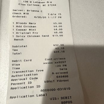 MaGerk's Pub and Grill - Receipt - Pubs Near Me - Elon, North Carolina
