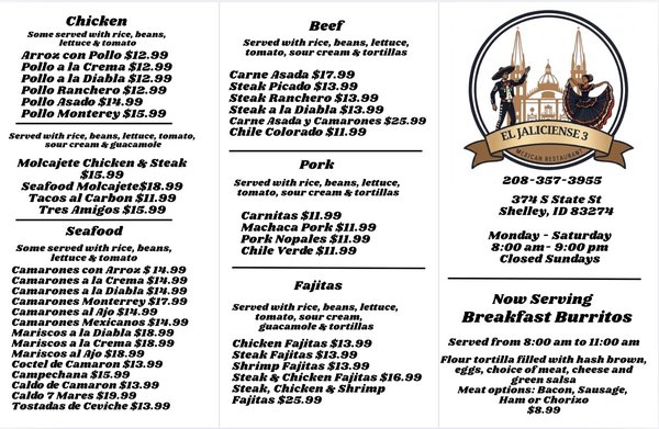 Menu photo 1 El Jaliscience Shelley, ID Menu photo 1 El Jaliscience Shelley, ID