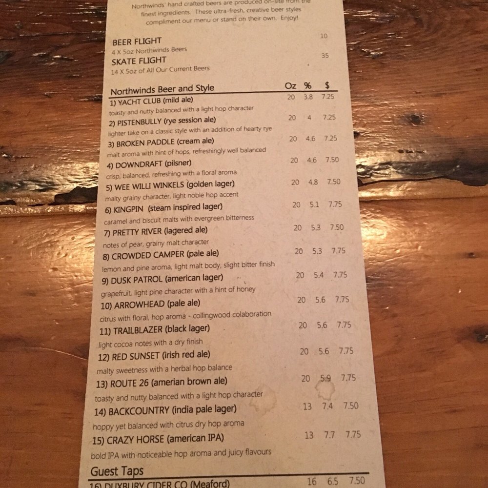 Northwinds Brewhouse & Kitchen - Drink menu - Brewpubs Near Me - Collingwood, Ontario Northwinds Brewhouse & Kitchen - Drink menu - Brewpubs Near Me - Collingwood, Ontario