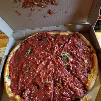 Bend Pizza Kitchen - Chicago Pizza with Italian sausage and spinach only. Comes in 1 size only, medium ish I believe. - Pizza Near Me - Bend, Oregon Bend Pizza Kitchen - Chicago Pizza with Italian sausage and spinach only. Comes in 1 size only, medium ish I believe. - Pizza Near Me - Bend, Oregon