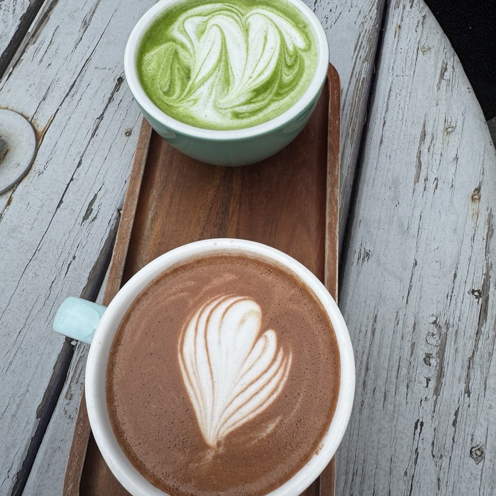 On top is the strawberry matcha and the bottom is the mocha.