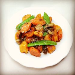 Born and Braised - Sweet Potato Gnocchi, mushrooms, peas.