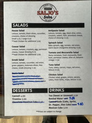 Menu photo 1 Saljo's Subs Seymour, TX