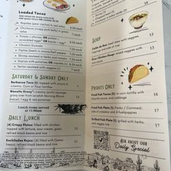 Menu as of January 2026