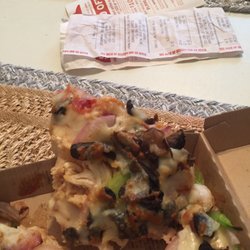 Pizza Hut - A lump of cheese. Looks like half a bag of cheese. Stuff happens but to not make it right is poor service.