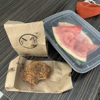 Freight House - Our little party favors. Warm banana bread (best ever) and the watermelon Chef Sara delivered to my wife out of excellent hospitality. - American Near Me - Paducah, Kentucky Freight House - Our little party favors. Warm banana bread (best ever) and the watermelon Chef Sara delivered to my wife out of excellent hospitality. - American Near Me - Paducah, Kentucky