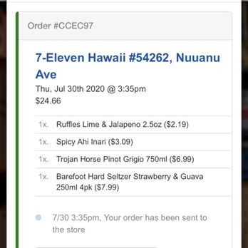 7-Eleven Hawaii - Screenshot of my order - Convenience Stores Near Me - Honolulu, Hawaii 7-Eleven Hawaii - Screenshot of my order - Convenience Stores Near Me - Honolulu, Hawaii