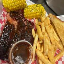 Evans Pit Bar-B-Que - Ribs corn fries