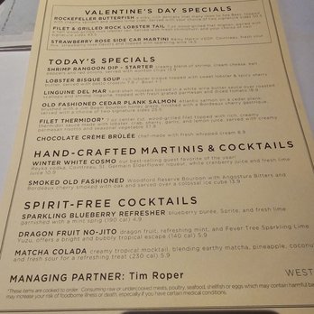 Bonefish Grill - Valentine's Day dinner menu - Seafood Near Me - Weston, Florida