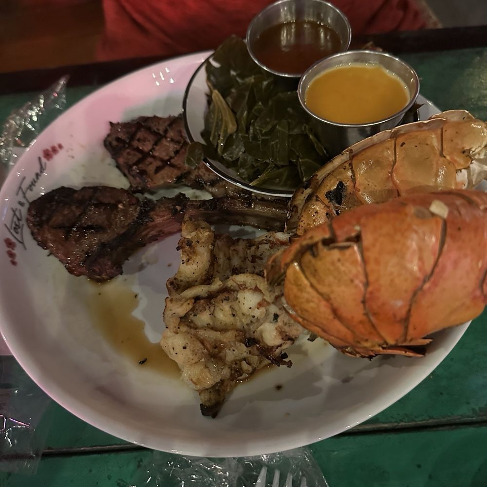 Lost & Found - Lamb Chop & Lobster Tail Combo - Cocktail Bars Near Me - Houston, Texas Lost & Found - Lamb Chop & Lobster Tail Combo - Cocktail Bars Near Me - Houston, Texas